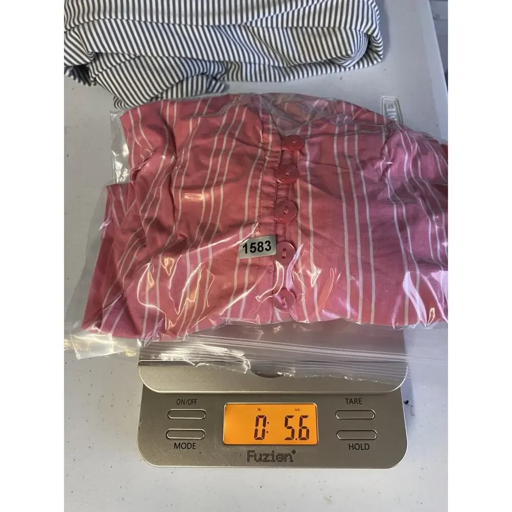 Woman Within Tunic Top 2X 26/28 Pink White French Ticking Stripe Preppy Coastal - Picture 11 of 11